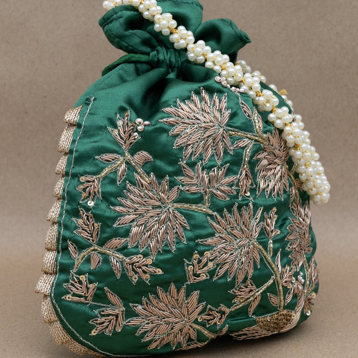 Saanj Women Green RAW SILK Rajwadi Edit Designer Potlis