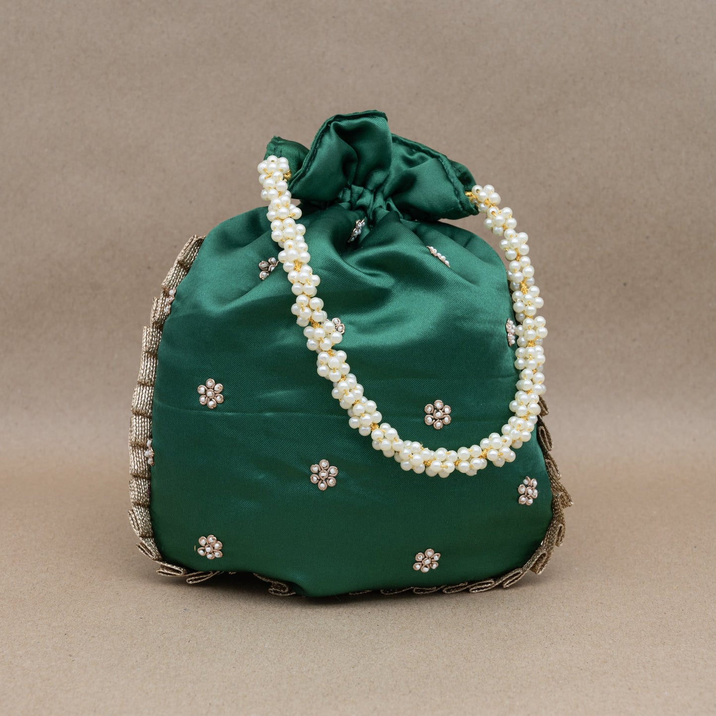 Saanj Women Green RAW SILK Rajwadi Edit Designer Potlis