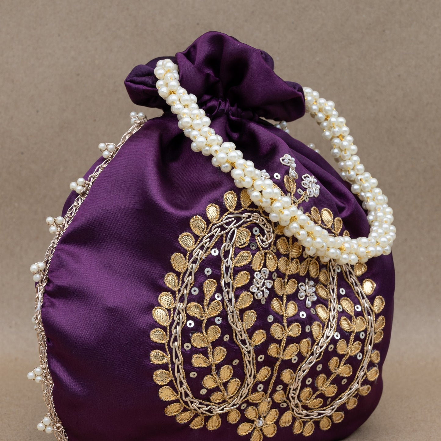 Saanj Women Purple Satin Rajwadi Edit Designer Potlis