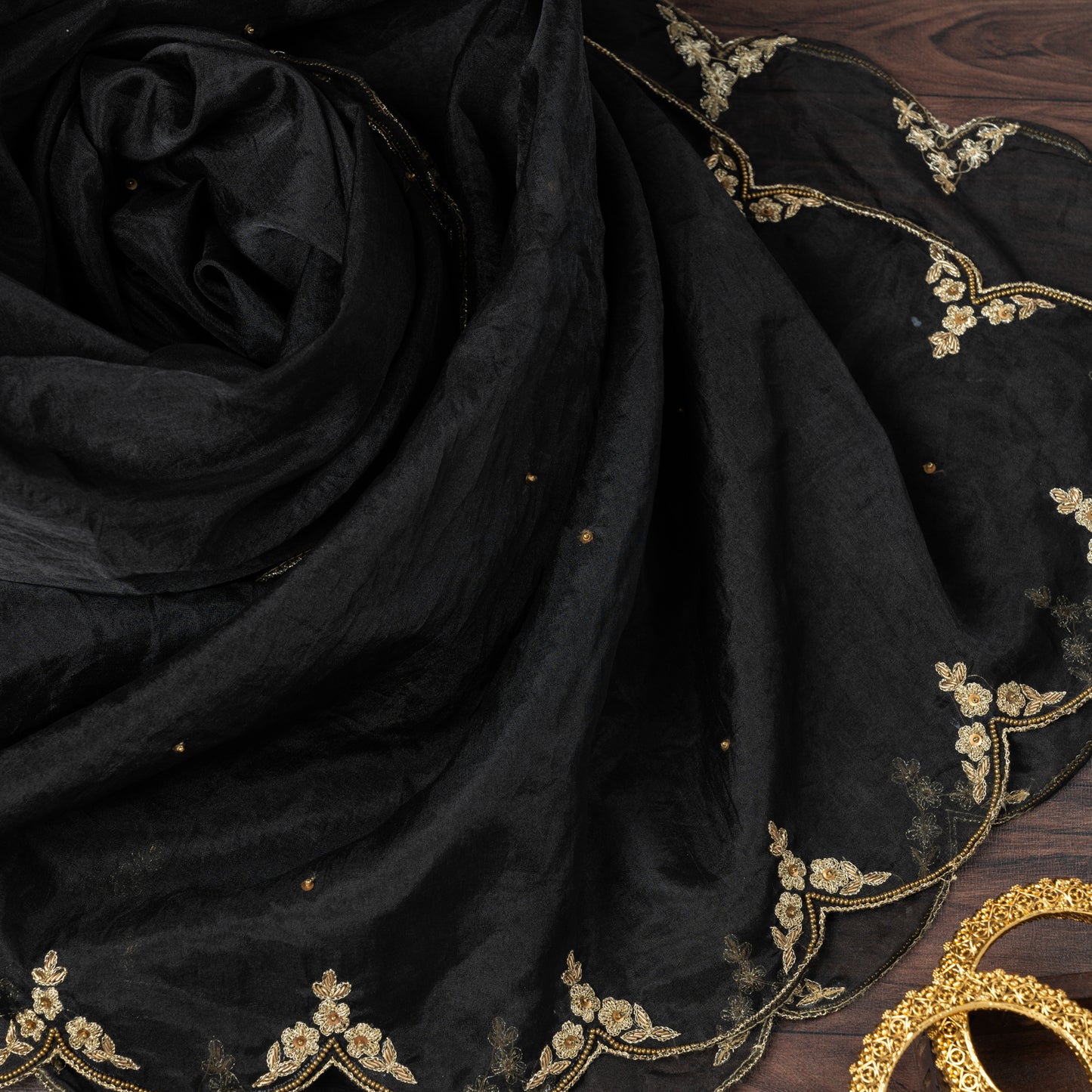 Rangrez Kajra Noir Zardozi Dupatta