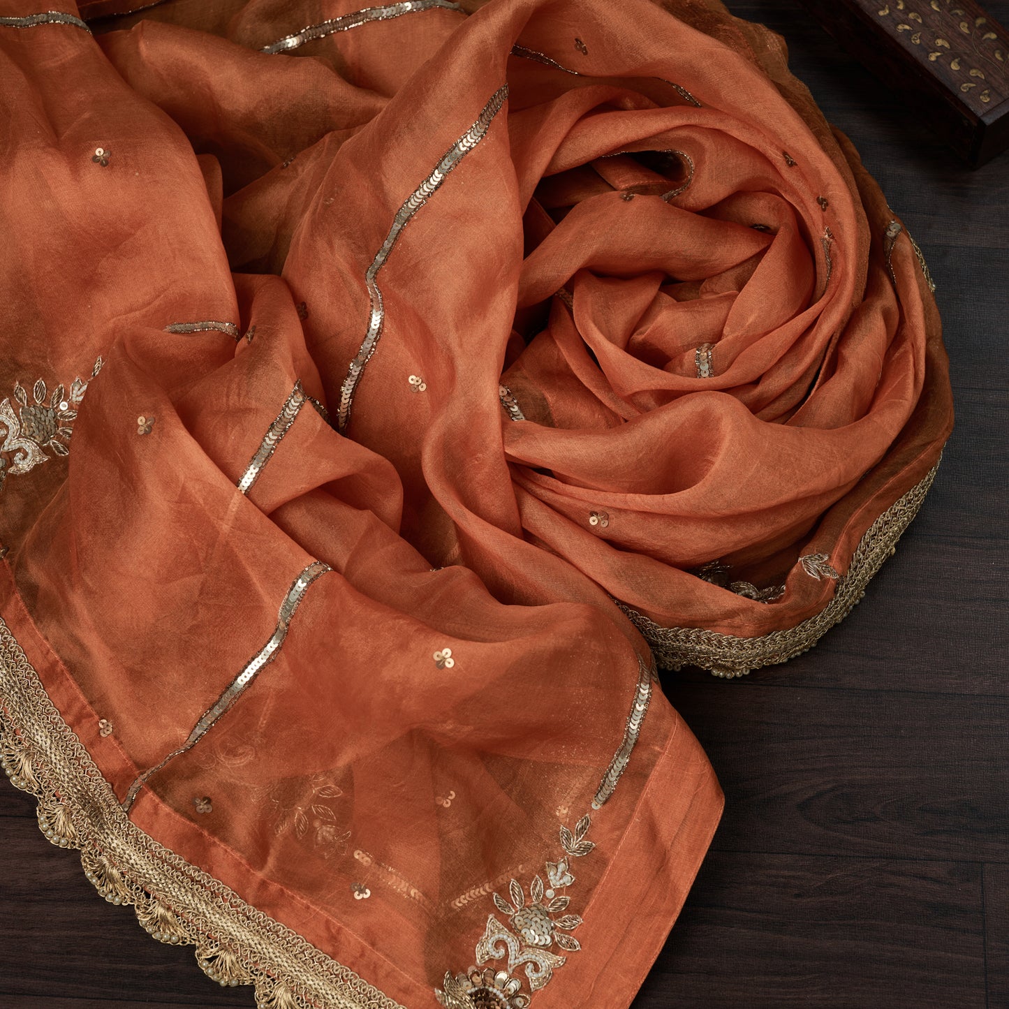 Nayaab Afsa Marigold Zardozi Dupatta