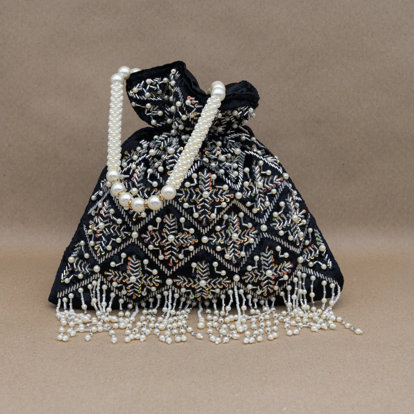 Saanj Women Black VELVET Rajwadi Edit Designer Potlis