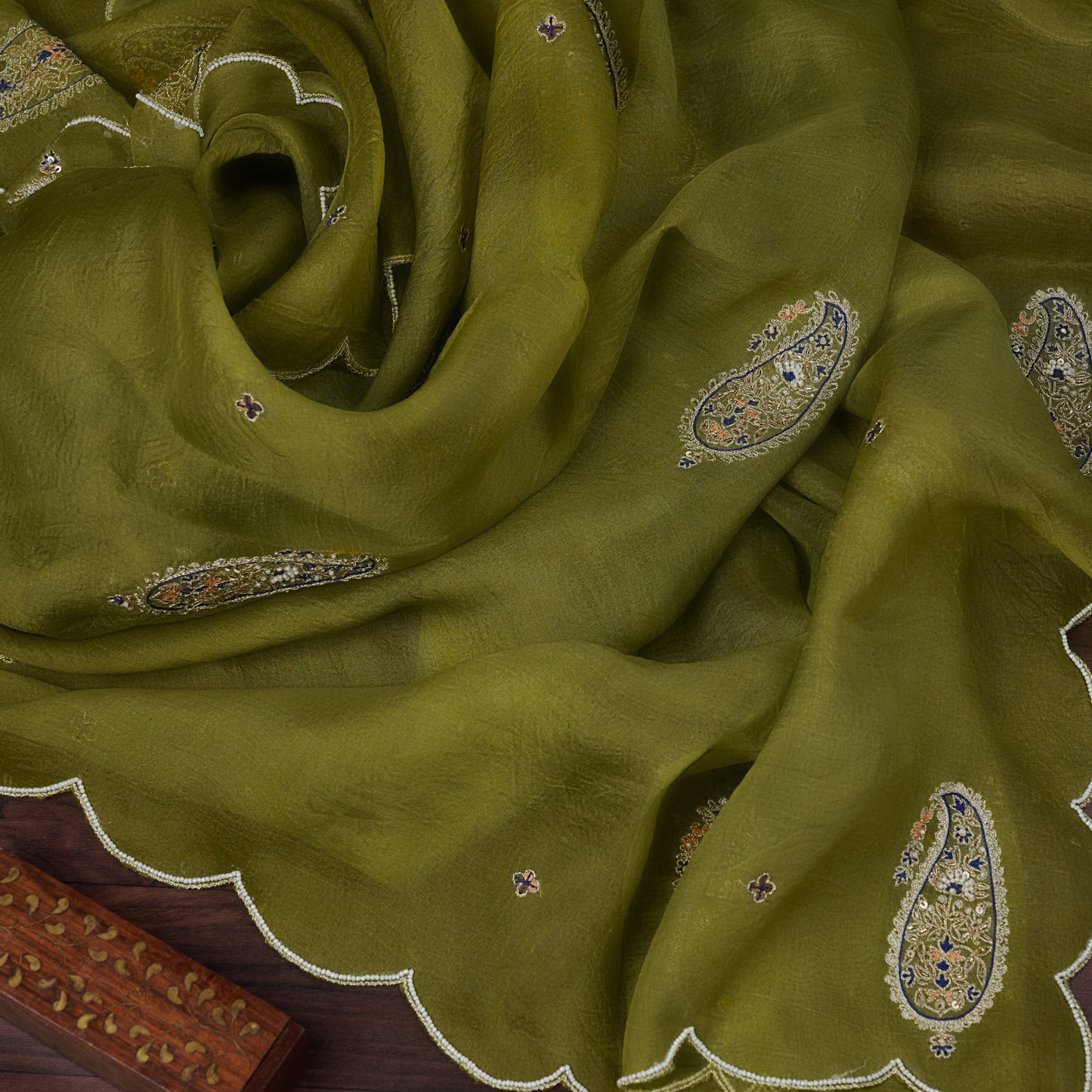 Nayaab Teej Moss Green Dupatta