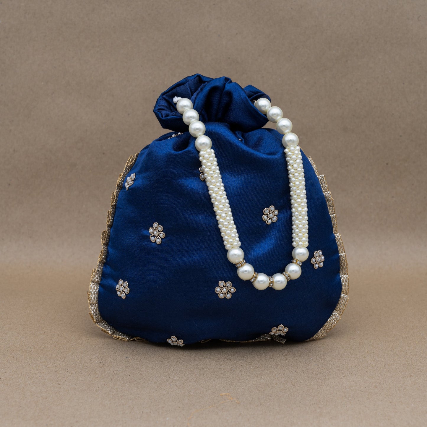 Saanj Women Blue RAW SILK Rajwadi Edit Designer Potlis