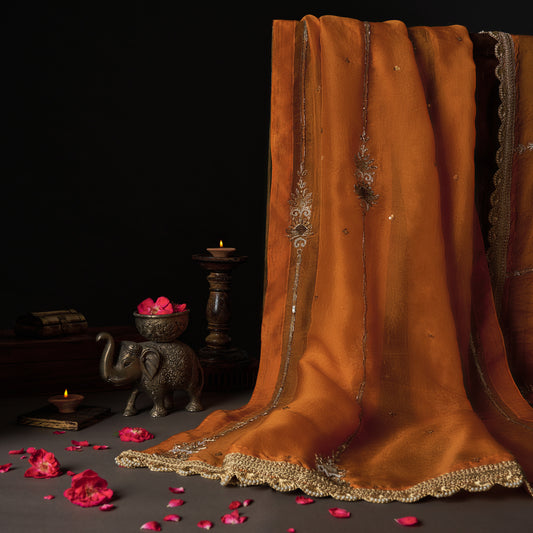 Nayaab Afsa Marigold Zardozi Dupatta