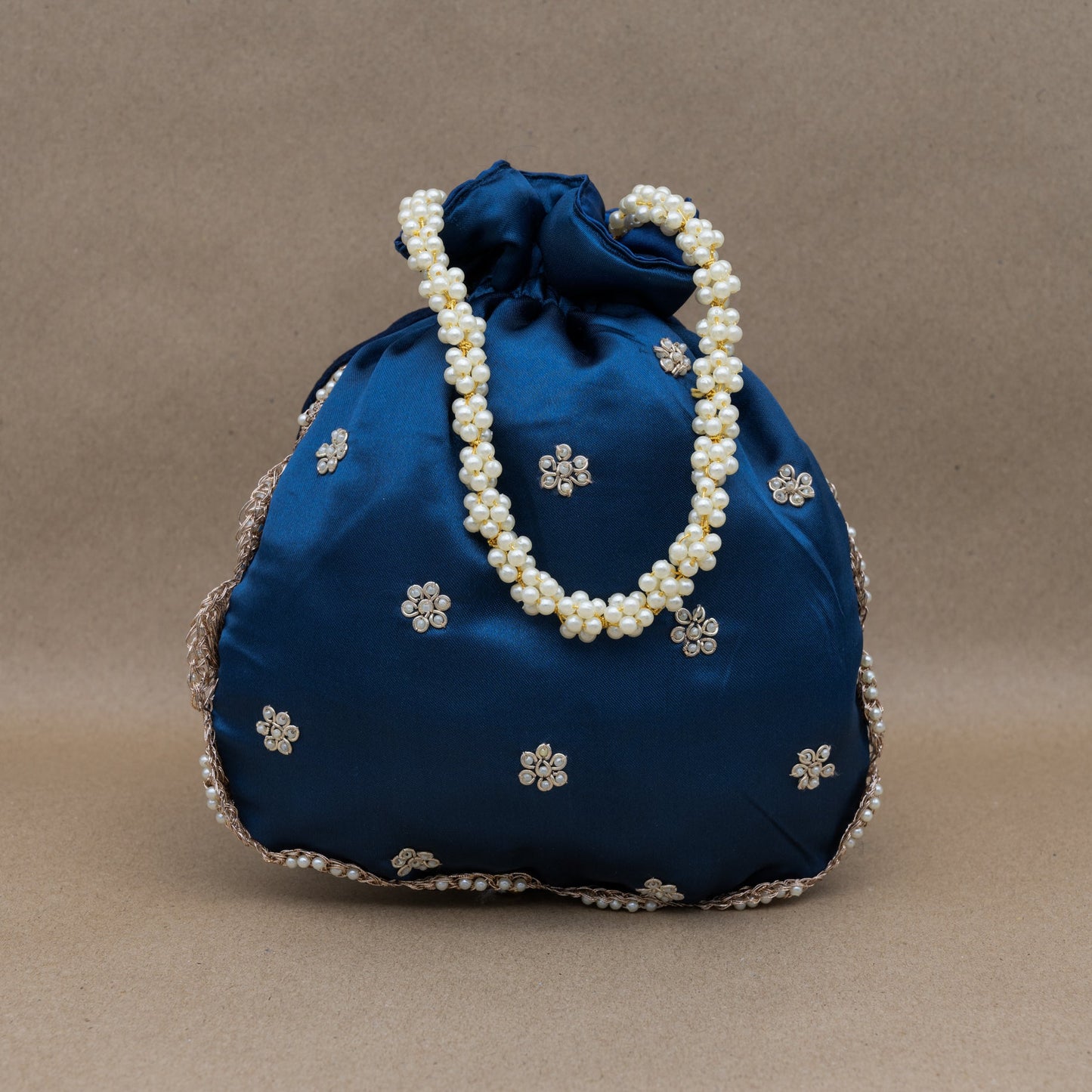 Saanj Women Royal Blue VELVET Rajwadi Edit Designer Potlis