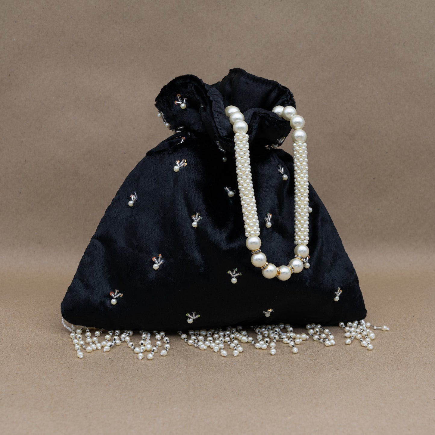 Saanj Women Black VELVET Rajwadi Edit Designer Potlis